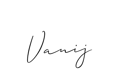 Make a beautiful signature design for name Vanij. With this signature (Allison_Script) style, you can create a handwritten signature for free. Vanij signature style 2 images and pictures png