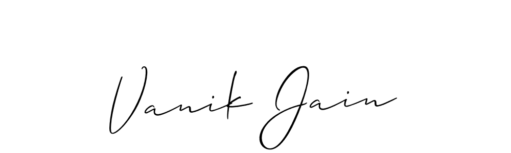 It looks lik you need a new signature style for name Vanik Jain. Design unique handwritten (Allison_Script) signature with our free signature maker in just a few clicks. Vanik Jain signature style 2 images and pictures png