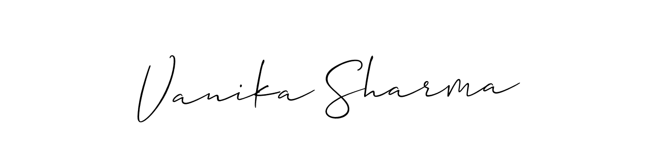 Make a beautiful signature design for name Vanika Sharma. With this signature (Allison_Script) style, you can create a handwritten signature for free. Vanika Sharma signature style 2 images and pictures png