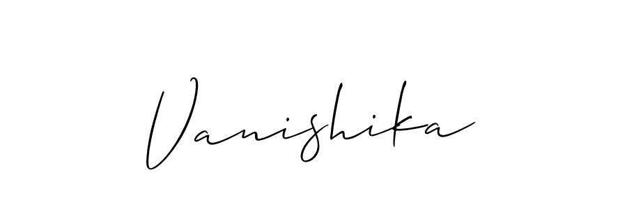 Create a beautiful signature design for name Vanishika. With this signature (Allison_Script) fonts, you can make a handwritten signature for free. Vanishika signature style 2 images and pictures png