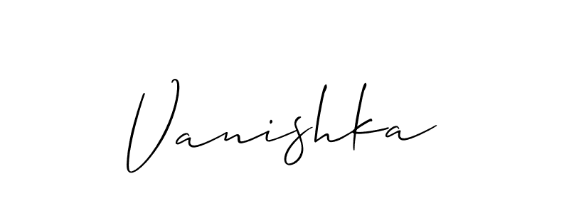 Also we have Vanishka name is the best signature style. Create professional handwritten signature collection using Allison_Script autograph style. Vanishka signature style 2 images and pictures png