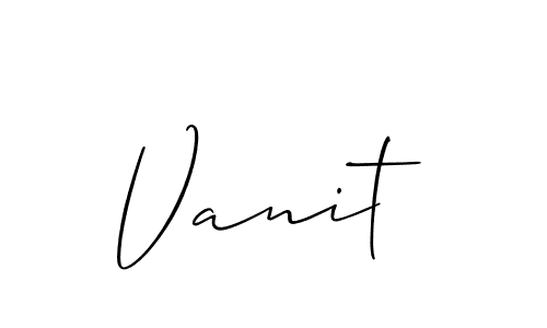Make a beautiful signature design for name Vanit. With this signature (Allison_Script) style, you can create a handwritten signature for free. Vanit signature style 2 images and pictures png