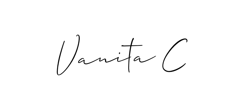Make a beautiful signature design for name Vanita C. With this signature (Allison_Script) style, you can create a handwritten signature for free. Vanita C signature style 2 images and pictures png
