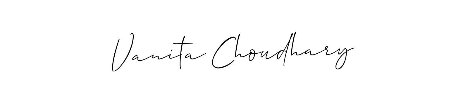 The best way (Allison_Script) to make a short signature is to pick only two or three words in your name. The name Vanita Choudhary include a total of six letters. For converting this name. Vanita Choudhary signature style 2 images and pictures png