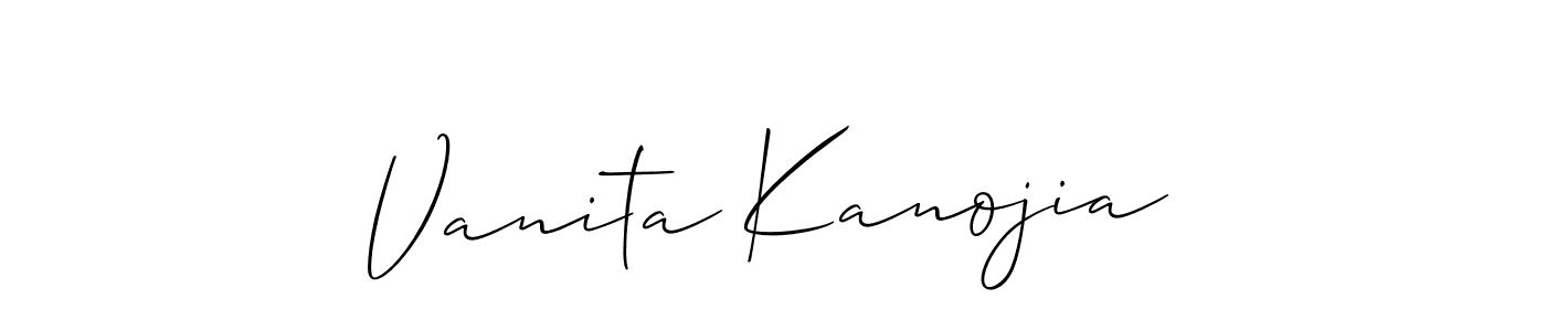 Allison_Script is a professional signature style that is perfect for those who want to add a touch of class to their signature. It is also a great choice for those who want to make their signature more unique. Get Vanita Kanojia name to fancy signature for free. Vanita Kanojia signature style 2 images and pictures png