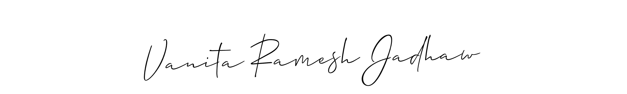 if you are searching for the best signature style for your name Vanita Ramesh Jadhaw. so please give up your signature search. here we have designed multiple signature styles  using Allison_Script. Vanita Ramesh Jadhaw signature style 2 images and pictures png