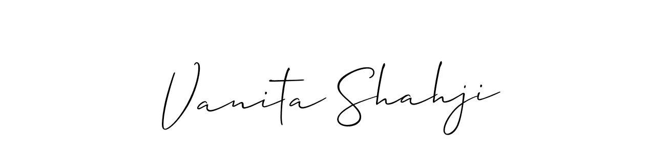 How to make Vanita Shahji signature? Allison_Script is a professional autograph style. Create handwritten signature for Vanita Shahji name. Vanita Shahji signature style 2 images and pictures png