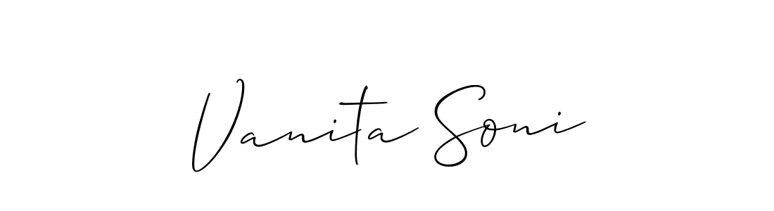 Create a beautiful signature design for name Vanita Soni. With this signature (Allison_Script) fonts, you can make a handwritten signature for free. Vanita Soni signature style 2 images and pictures png
