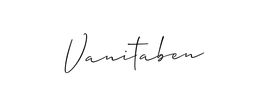 Use a signature maker to create a handwritten signature online. With this signature software, you can design (Allison_Script) your own signature for name Vanitaben. Vanitaben signature style 2 images and pictures png