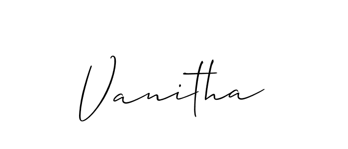 Make a beautiful signature design for name Vanitha. With this signature (Allison_Script) style, you can create a handwritten signature for free. Vanitha signature style 2 images and pictures png