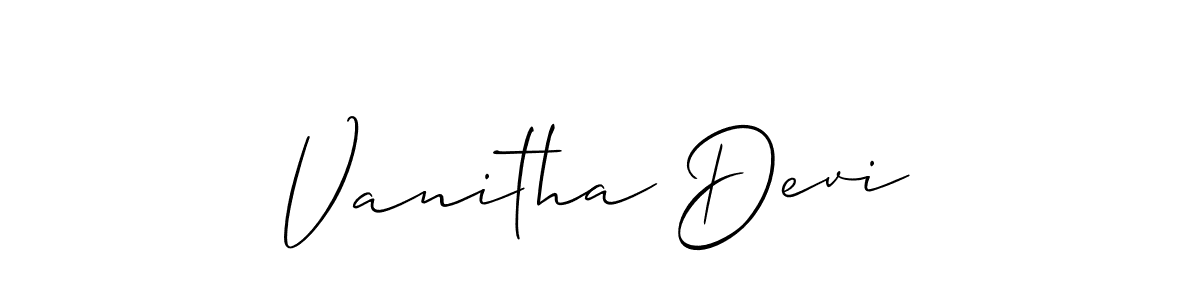 Use a signature maker to create a handwritten signature online. With this signature software, you can design (Allison_Script) your own signature for name Vanitha Devi. Vanitha Devi signature style 2 images and pictures png