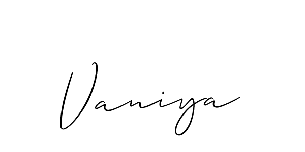 It looks lik you need a new signature style for name Vaniya. Design unique handwritten (Allison_Script) signature with our free signature maker in just a few clicks. Vaniya signature style 2 images and pictures png