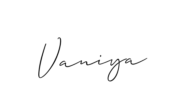 It looks lik you need a new signature style for name Vaniya. Design unique handwritten (Allison_Script) signature with our free signature maker in just a few clicks. Vaniya signature style 2 images and pictures png