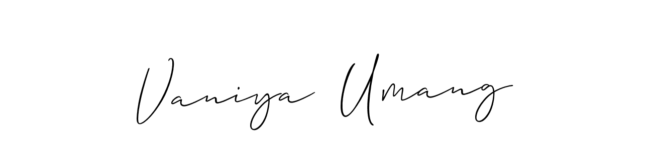 Allison_Script is a professional signature style that is perfect for those who want to add a touch of class to their signature. It is also a great choice for those who want to make their signature more unique. Get Vaniya  Umang name to fancy signature for free. Vaniya  Umang signature style 2 images and pictures png