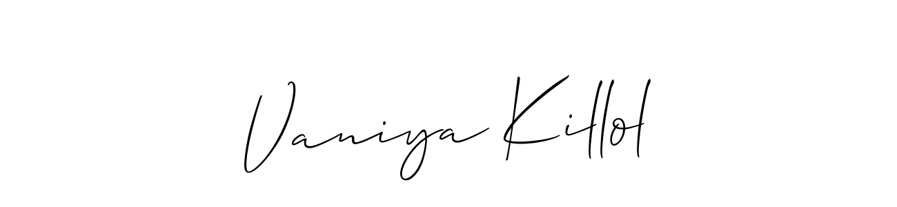 You can use this online signature creator to create a handwritten signature for the name Vaniya Killol. This is the best online autograph maker. Vaniya Killol signature style 2 images and pictures png