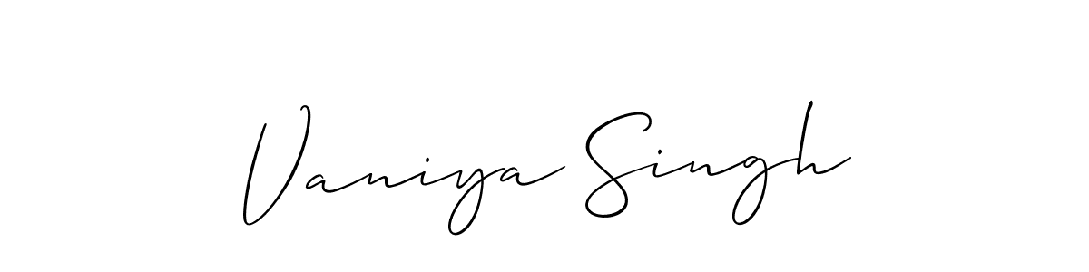 Make a beautiful signature design for name Vaniya Singh. With this signature (Allison_Script) style, you can create a handwritten signature for free. Vaniya Singh signature style 2 images and pictures png