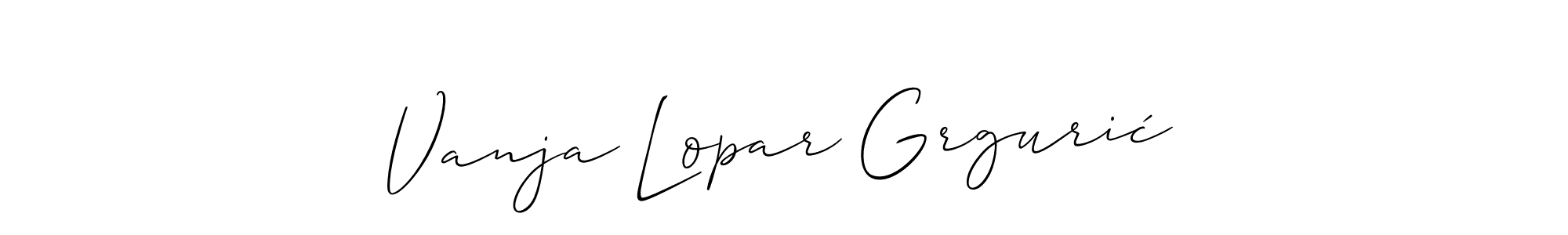 Create a beautiful signature design for name Vanja Lopar Grgurić. With this signature (Allison_Script) fonts, you can make a handwritten signature for free. Vanja Lopar Grgurić signature style 2 images and pictures png