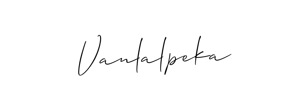 Make a beautiful signature design for name Vanlalpeka. With this signature (Allison_Script) style, you can create a handwritten signature for free. Vanlalpeka signature style 2 images and pictures png