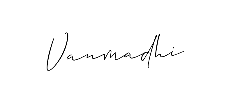 Create a beautiful signature design for name Vanmadhi. With this signature (Allison_Script) fonts, you can make a handwritten signature for free. Vanmadhi signature style 2 images and pictures png