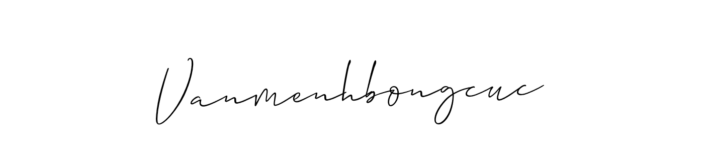 The best way (Allison_Script) to make a short signature is to pick only two or three words in your name. The name Vanmenhbongcuc include a total of six letters. For converting this name. Vanmenhbongcuc signature style 2 images and pictures png