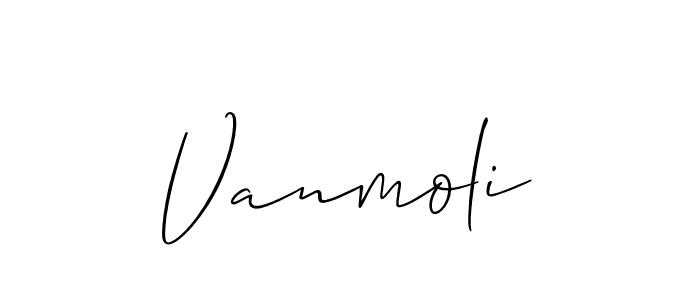 Create a beautiful signature design for name Vanmoli. With this signature (Allison_Script) fonts, you can make a handwritten signature for free. Vanmoli signature style 2 images and pictures png