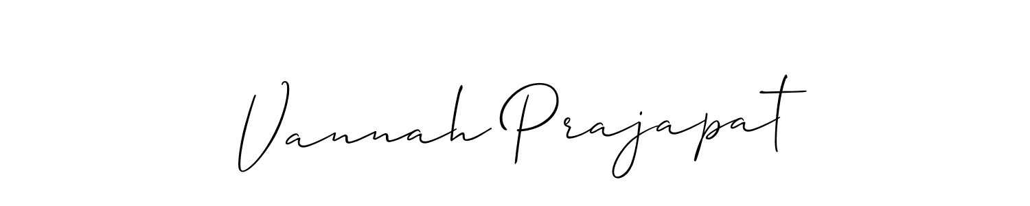 It looks lik you need a new signature style for name Vannah Prajapat. Design unique handwritten (Allison_Script) signature with our free signature maker in just a few clicks. Vannah Prajapat signature style 2 images and pictures png