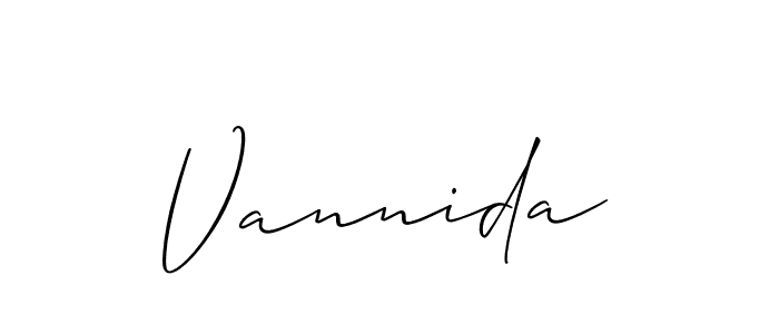 How to make Vannida signature? Allison_Script is a professional autograph style. Create handwritten signature for Vannida name. Vannida signature style 2 images and pictures png