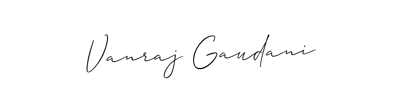 The best way (Allison_Script) to make a short signature is to pick only two or three words in your name. The name Vanraj Gaudani include a total of six letters. For converting this name. Vanraj Gaudani signature style 2 images and pictures png