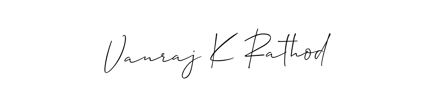 Make a beautiful signature design for name Vanraj K Rathod. With this signature (Allison_Script) style, you can create a handwritten signature for free. Vanraj K Rathod signature style 2 images and pictures png