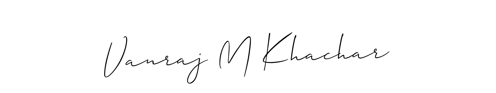 Create a beautiful signature design for name Vanraj M Khachar. With this signature (Allison_Script) fonts, you can make a handwritten signature for free. Vanraj M Khachar signature style 2 images and pictures png