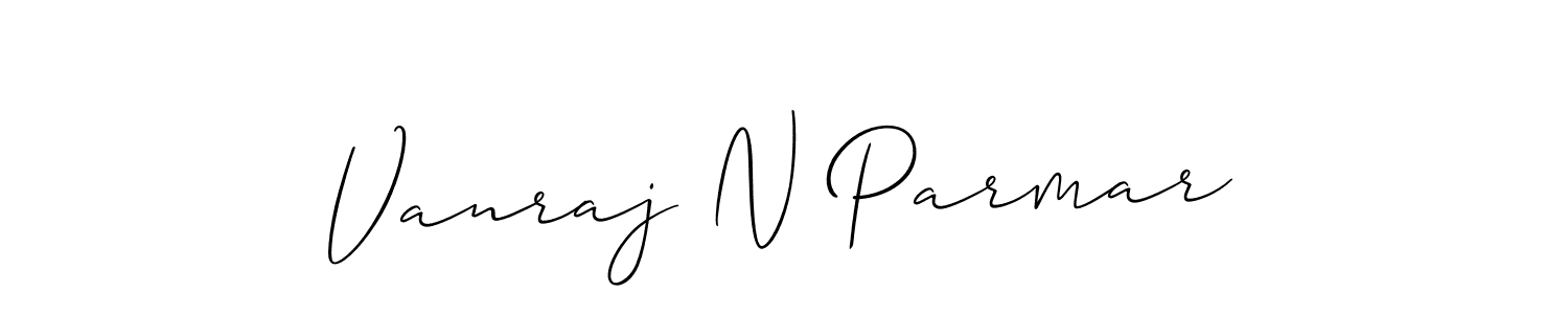 Allison_Script is a professional signature style that is perfect for those who want to add a touch of class to their signature. It is also a great choice for those who want to make their signature more unique. Get Vanraj N Parmar name to fancy signature for free. Vanraj N Parmar signature style 2 images and pictures png