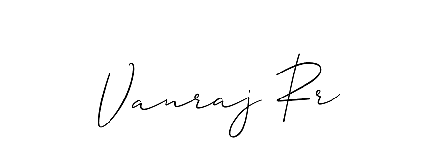 Make a beautiful signature design for name Vanraj Rr. With this signature (Allison_Script) style, you can create a handwritten signature for free. Vanraj Rr signature style 2 images and pictures png