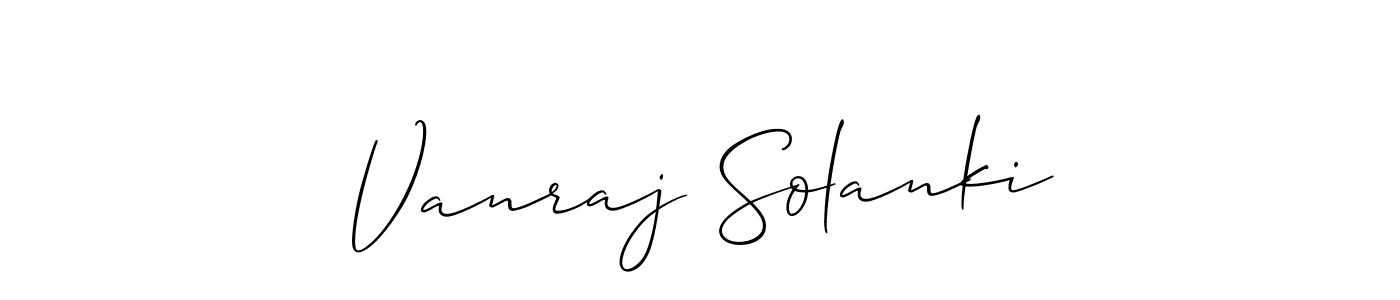 How to make Vanraj Solanki name signature. Use Allison_Script style for creating short signs online. This is the latest handwritten sign. Vanraj Solanki signature style 2 images and pictures png