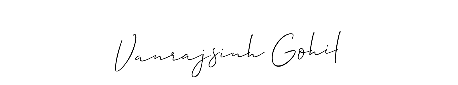 You should practise on your own different ways (Allison_Script) to write your name (Vanrajsinh Gohil) in signature. don't let someone else do it for you. Vanrajsinh Gohil signature style 2 images and pictures png