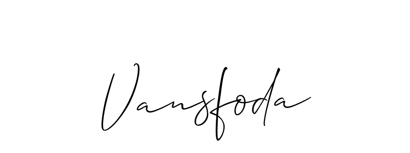 Make a short Vansfoda signature style. Manage your documents anywhere anytime using Allison_Script. Create and add eSignatures, submit forms, share and send files easily. Vansfoda signature style 2 images and pictures png