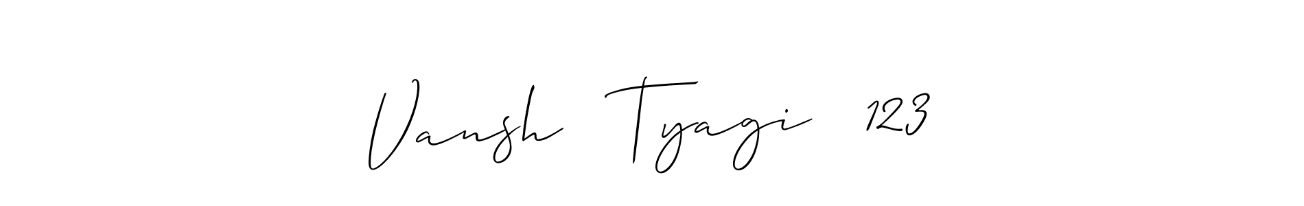 It looks lik you need a new signature style for name Vansh   Tyagi   123. Design unique handwritten (Allison_Script) signature with our free signature maker in just a few clicks. Vansh   Tyagi   123 signature style 2 images and pictures png