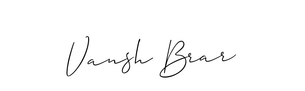 Vansh Brar stylish signature style. Best Handwritten Sign (Allison_Script) for my name. Handwritten Signature Collection Ideas for my name Vansh Brar. Vansh Brar signature style 2 images and pictures png