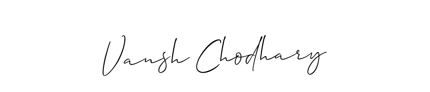 How to make Vansh Chodhary signature? Allison_Script is a professional autograph style. Create handwritten signature for Vansh Chodhary name. Vansh Chodhary signature style 2 images and pictures png