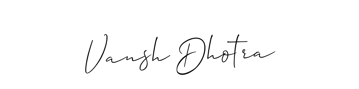 Make a beautiful signature design for name Vansh Dhotra. With this signature (Allison_Script) style, you can create a handwritten signature for free. Vansh Dhotra signature style 2 images and pictures png