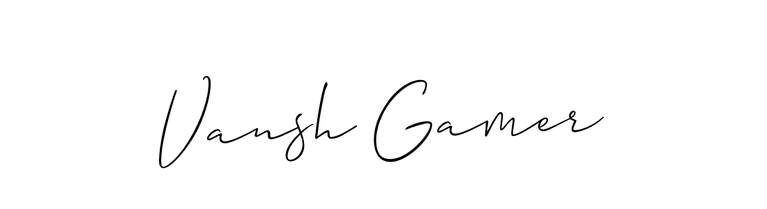 Make a beautiful signature design for name Vansh Gamer. With this signature (Allison_Script) style, you can create a handwritten signature for free. Vansh Gamer signature style 2 images and pictures png