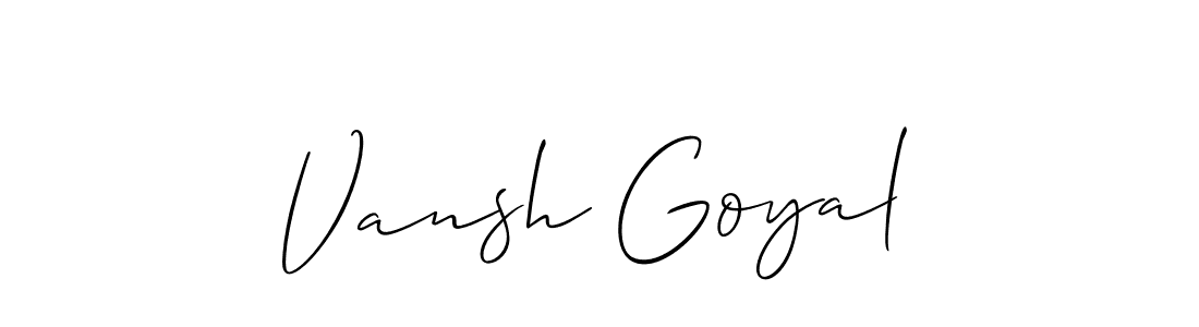 Create a beautiful signature design for name Vansh Goyal. With this signature (Allison_Script) fonts, you can make a handwritten signature for free. Vansh Goyal signature style 2 images and pictures png