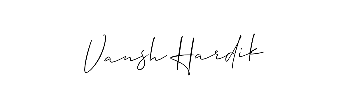 Make a short Vansh Hardik signature style. Manage your documents anywhere anytime using Allison_Script. Create and add eSignatures, submit forms, share and send files easily. Vansh Hardik signature style 2 images and pictures png