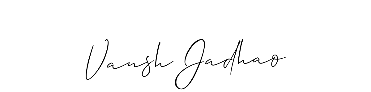 Allison_Script is a professional signature style that is perfect for those who want to add a touch of class to their signature. It is also a great choice for those who want to make their signature more unique. Get Vansh Jadhao name to fancy signature for free. Vansh Jadhao signature style 2 images and pictures png