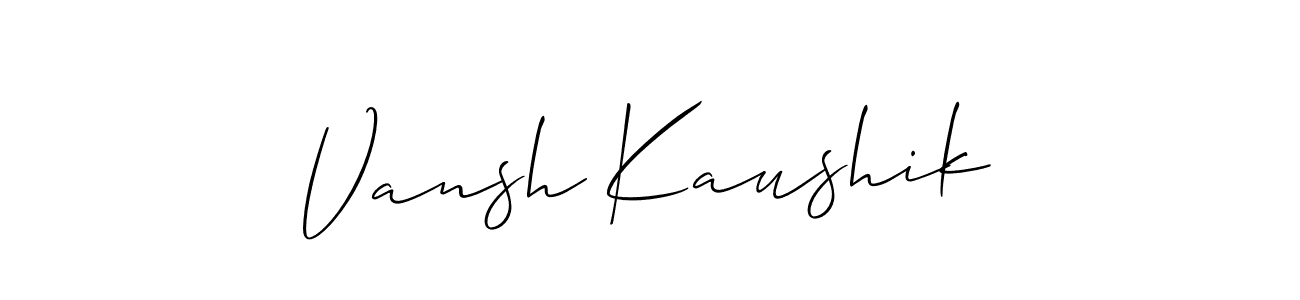 Create a beautiful signature design for name Vansh Kaushik. With this signature (Allison_Script) fonts, you can make a handwritten signature for free. Vansh Kaushik signature style 2 images and pictures png