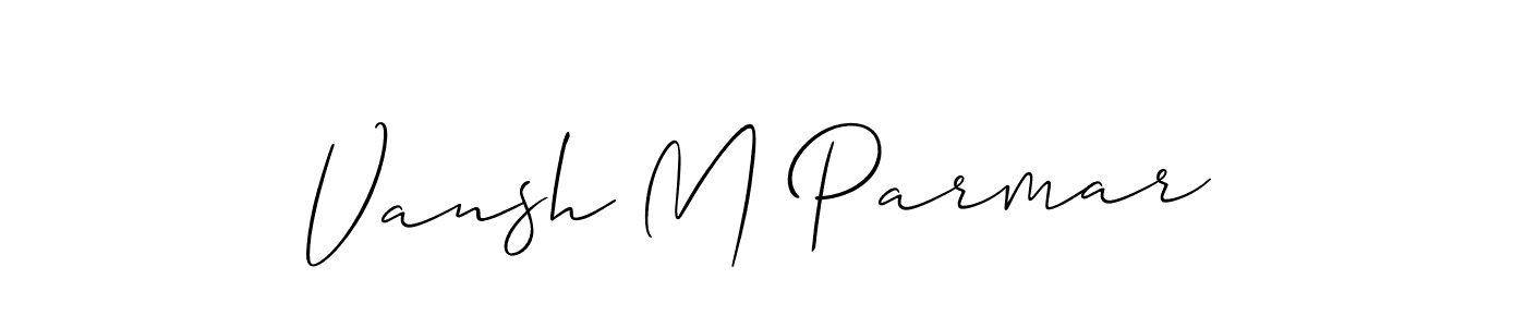 Allison_Script is a professional signature style that is perfect for those who want to add a touch of class to their signature. It is also a great choice for those who want to make their signature more unique. Get Vansh M Parmar name to fancy signature for free. Vansh M Parmar signature style 2 images and pictures png