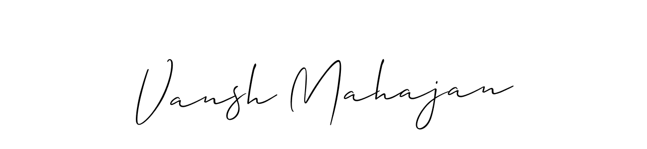 Make a beautiful signature design for name Vansh Mahajan. With this signature (Allison_Script) style, you can create a handwritten signature for free. Vansh Mahajan signature style 2 images and pictures png
