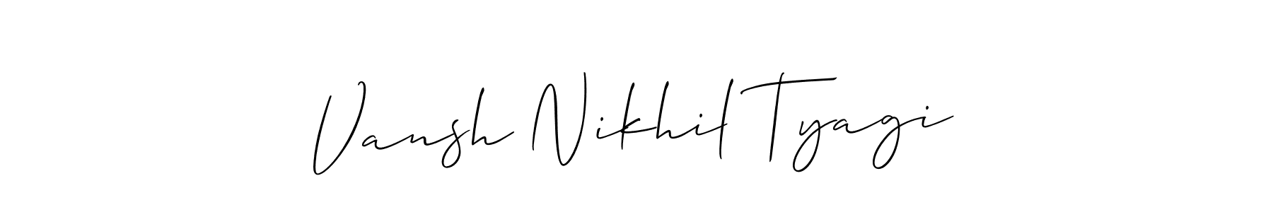 It looks lik you need a new signature style for name Vansh Nikhil Tyagi. Design unique handwritten (Allison_Script) signature with our free signature maker in just a few clicks. Vansh Nikhil Tyagi signature style 2 images and pictures png