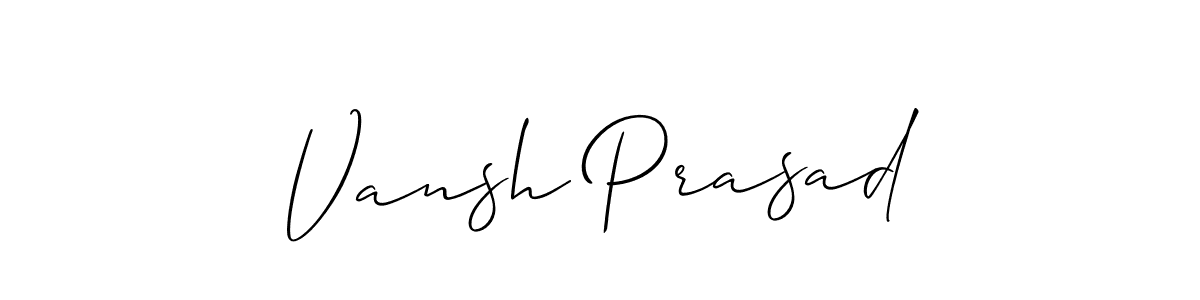 The best way (Allison_Script) to make a short signature is to pick only two or three words in your name. The name Vansh Prasad include a total of six letters. For converting this name. Vansh Prasad signature style 2 images and pictures png