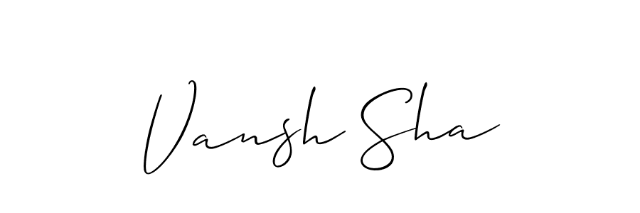 Make a beautiful signature design for name Vansh Sha. With this signature (Allison_Script) style, you can create a handwritten signature for free. Vansh Sha signature style 2 images and pictures png