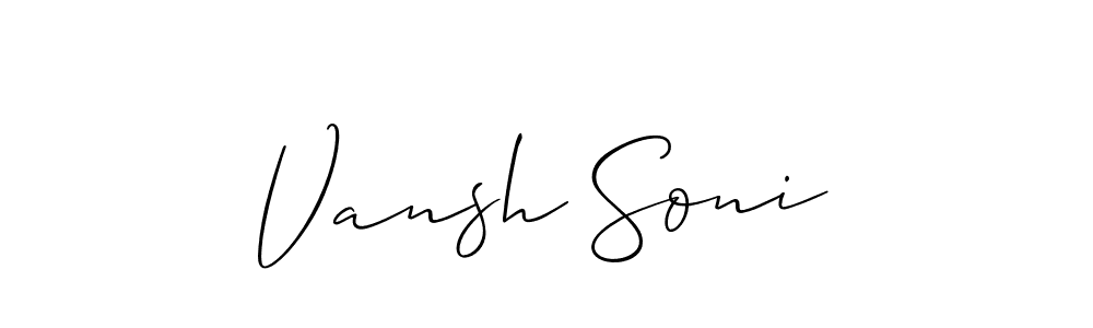 The best way (Allison_Script) to make a short signature is to pick only two or three words in your name. The name Vansh Soni include a total of six letters. For converting this name. Vansh Soni signature style 2 images and pictures png